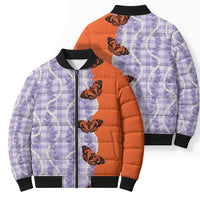 Kamehameha Butterfly Palaka Hawaii Bomber Puffer Jacket Pulelehua Honohono Pikake Lei