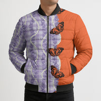 Kamehameha Butterfly Palaka Hawaii Bomber Puffer Jacket Pulelehua Honohono Pikake Lei
