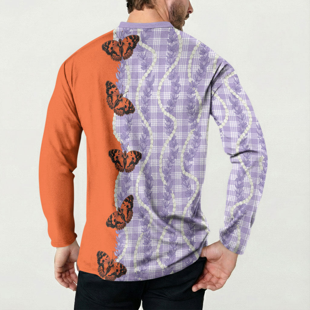 Kamehameha Butterfly Palaka Hawaii Button Sweatshirt Pulelehua Honohono Pikake Lei LT14 - Polynesian Pride