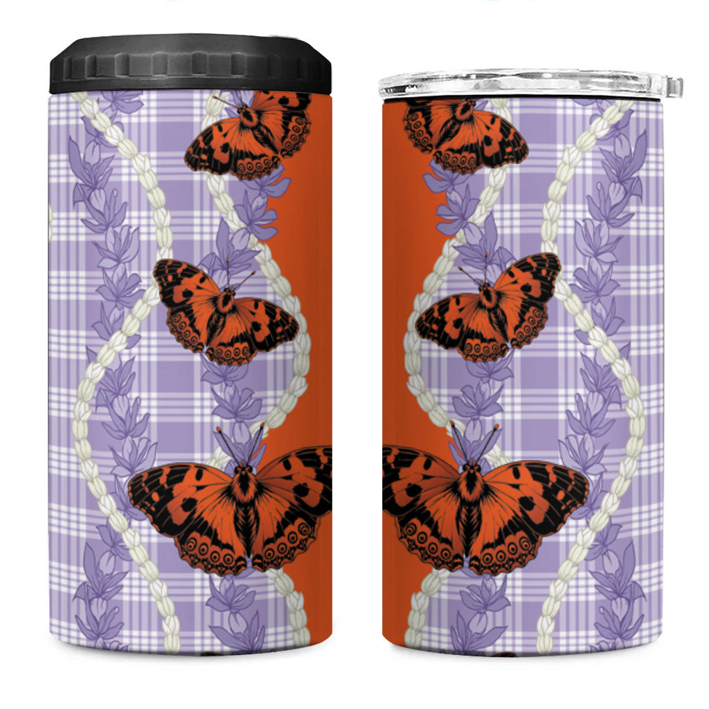 Kamehameha Butterfly Palaka Hawaii 4 in 1 Can Cooler Tumbler Pulelehua Honohono Pikake Lei