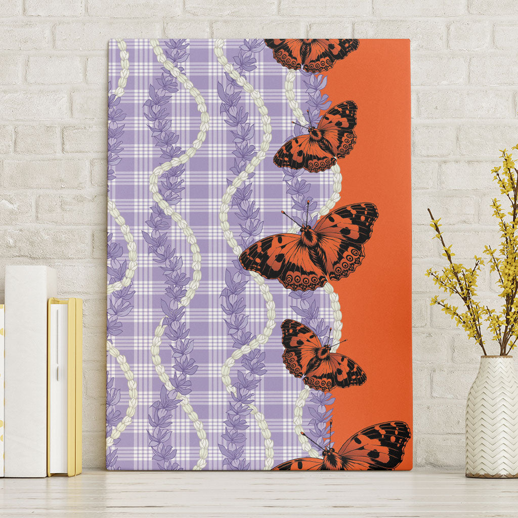 Kamehameha Butterfly Palaka Hawaii Canvas Wall Art Pulelehua Honohono Pikake Lei LT14 Without Frame Purple - Polynesian Pride