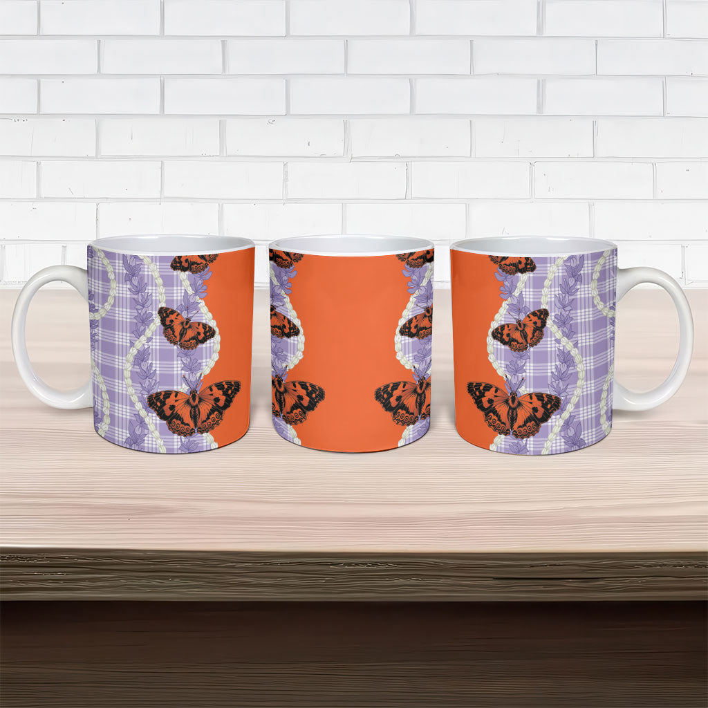Kamehameha Butterfly Palaka Hawaii Ceramic Mug Pulelehua Honohono Pikake Lei LT14 - Polynesian Pride
