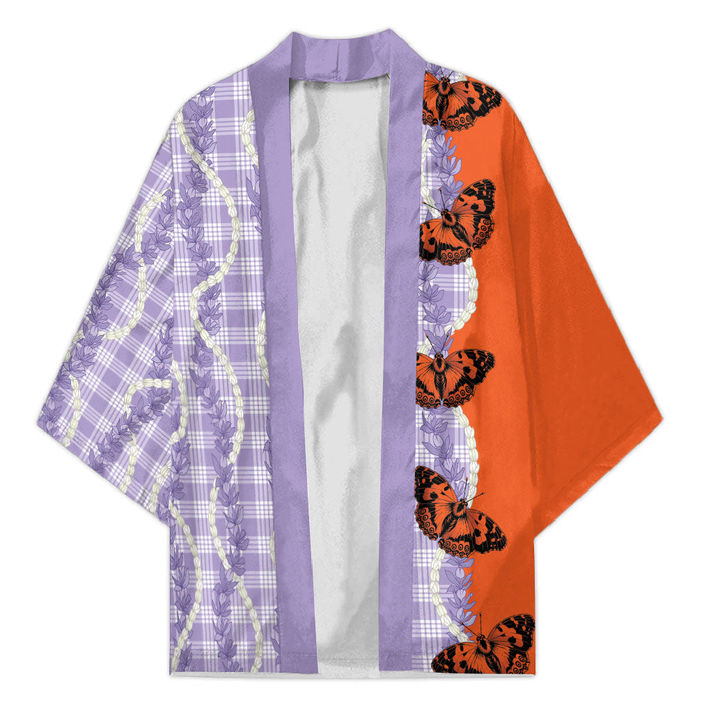 Kamehameha Butterfly Palaka Hawaii Kimono Pulelehua Honohono Pikake Lei LT14 Unisex Purple - Polynesian Pride