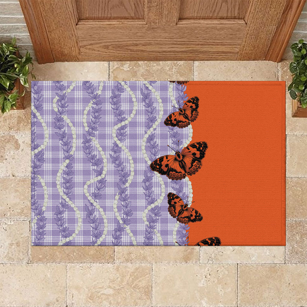 Kamehameha Butterfly Palaka Hawaii Rubber Doormat Pulelehua Honohono Pikake Lei