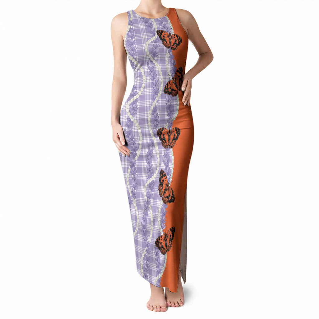 Kamehameha Butterfly Palaka Hawaii Tank Maxi Dress Pulelehua Honohono Pikake Lei
