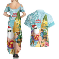 Aloha Hawaii Mele Kalikimaka Couples Matching Summer Maxi Dress and Hawaiian Shirt Chilling Santa With Pineapple - Polynesian Pattern LT14 - Polynesian Pride