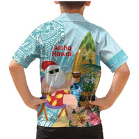 Aloha Hawaii Mele Kalikimaka Family Matching Mermaid Dress and Hawaiian Shirt Chilling Santa With Pineapple - Polynesian Pattern LT14 - Polynesian Pride