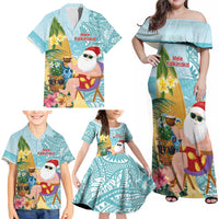 Aloha Hawaii Mele Kalikimaka Family Matching Off Shoulder Maxi Dress and Hawaiian Shirt Chilling Santa With Pineapple - Polynesian Pattern LT14 - Polynesian Pride
