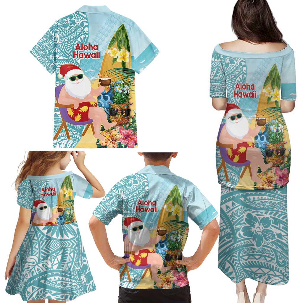 Aloha Hawaii Mele Kalikimaka Family Matching Puletasi and Hawaiian Shirt Chilling Santa With Pineapple - Polynesian Pattern LT14 - Polynesian Pride
