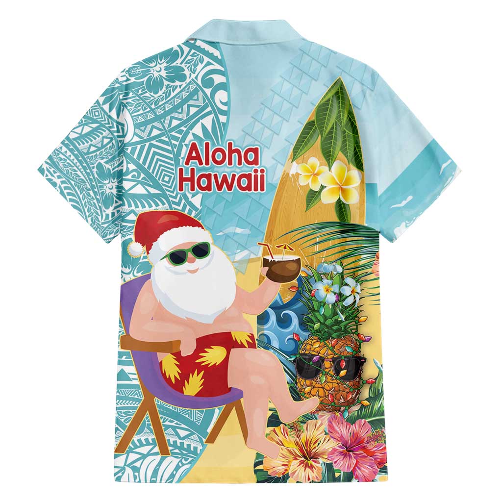 Aloha Hawaii Mele Kalikimaka Family Matching Puletasi and Hawaiian Shirt Chilling Santa With Pineapple - Polynesian Pattern LT14 - Polynesian Pride