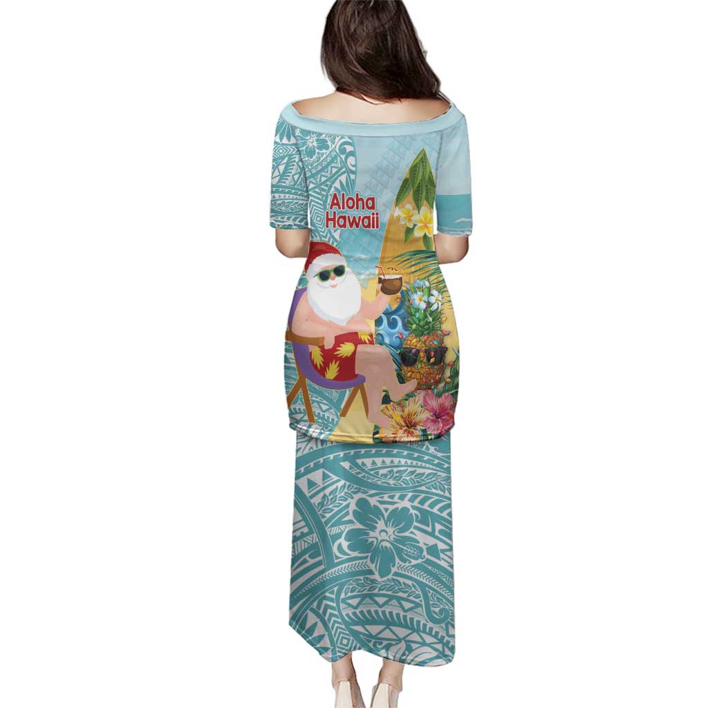 Aloha Hawaii Mele Kalikimaka Family Matching Puletasi and Hawaiian Shirt Chilling Santa With Pineapple - Polynesian Pattern LT14 - Polynesian Pride