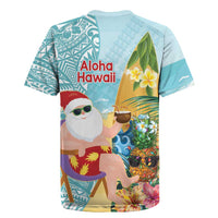 Aloha Hawaii Mele Kalikimaka Rugby Jersey Chilling Santa With Pineapple - Polynesian Pattern LT14 - Polynesian Pride