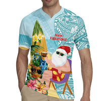 Aloha Hawaii Mele Kalikimaka Rugby Jersey Chilling Santa With Pineapple - Polynesian Pattern LT14 - Polynesian Pride