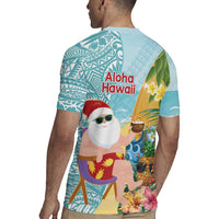 Aloha Hawaii Mele Kalikimaka Rugby Jersey Chilling Santa With Pineapple - Polynesian Pattern LT14 - Polynesian Pride