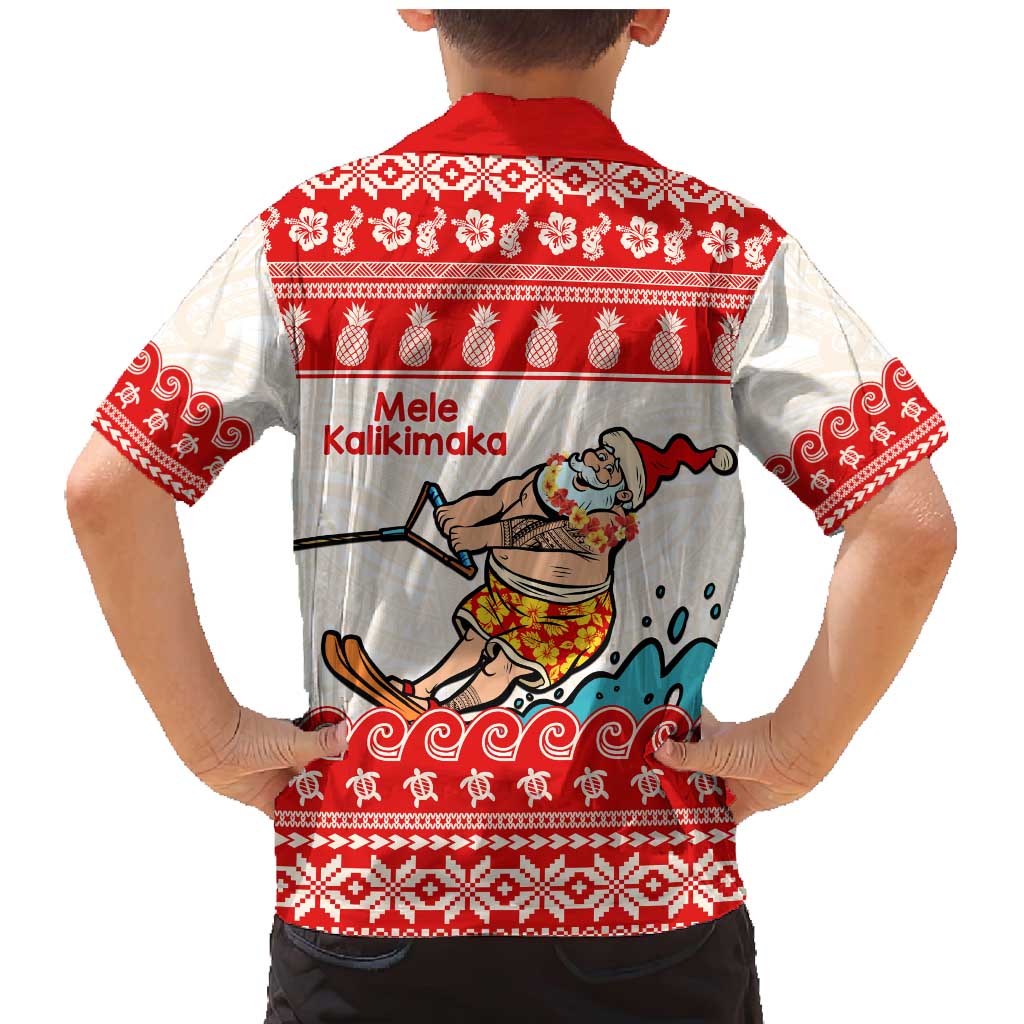 Mele Kalikimaka Hawaii Family Matching Mermaid Dress and Hawaiian Shirt Water-skiing Santa Tropical Vibes LT14 - Polynesian Pride