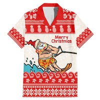 Mele Kalikimaka Hawaii Family Matching Mermaid Dress and Hawaiian Shirt Water-skiing Santa Tropical Vibes LT14 Dad's Shirt - Short Sleeve Red - Polynesian Pride