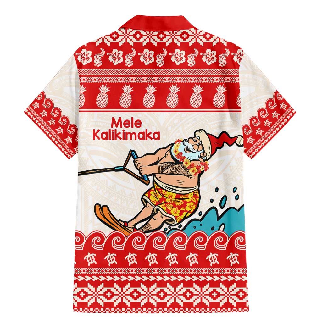 Mele Kalikimaka Hawaii Family Matching Mermaid Dress and Hawaiian Shirt Water-skiing Santa Tropical Vibes LT14 - Polynesian Pride