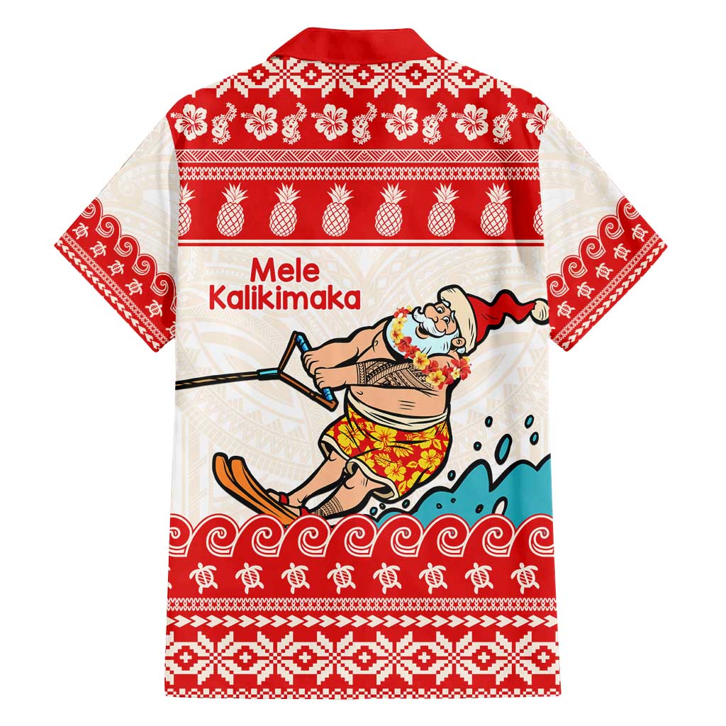 Mele Kalikimaka Hawaii Family Matching Off Shoulder Maxi Dress and Hawaiian Shirt Water-skiing Santa Tropical Vibes LT14 - Polynesian Pride
