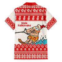 Mele Kalikimaka Hawaii Family Matching Off Shoulder Maxi Dress and Hawaiian Shirt Water-skiing Santa Tropical Vibes LT14 - Polynesian Pride