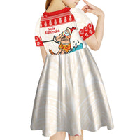 Mele Kalikimaka Hawaii Kid Short Sleeve Dress Water-skiing Santa Tropical Vibes