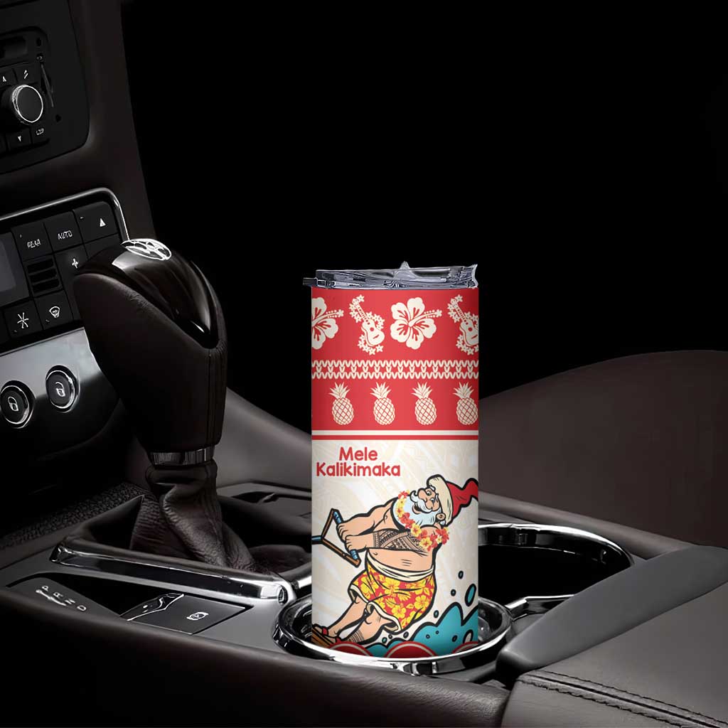 Mele Kalikimaka Hawaii Skinny Tumbler Water-skiing Santa Tropical Vibes LT14 - Polynesian Pride