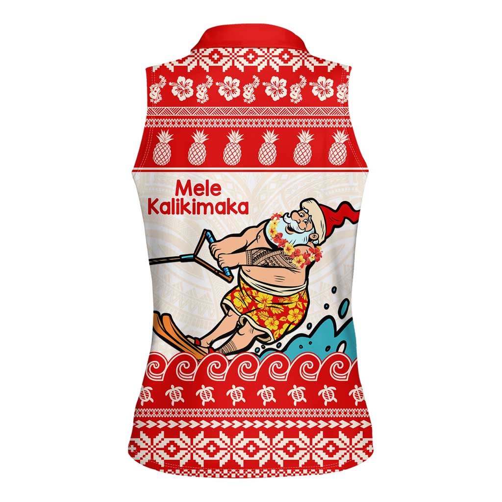 Mele Kalikimaka Hawaii Women Sleeveless Polo Shirt Water-skiing Santa Tropical Vibes LT14 - Polynesian Pride