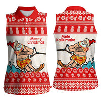Mele Kalikimaka Hawaii Women Sleeveless Polo Shirt Water-skiing Santa Tropical Vibes LT14 - Polynesian Pride