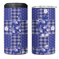 Blue Palaka Japanese Patterns 4 in 1 Can Cooler Tumbler Koi Fish Asanoha Sakura Patchwork Stylized LT14 One Size: 16 oz Blue - Polynesian Pride