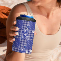 Blue Palaka Japanese Patterns 4 in 1 Can Cooler Tumbler Koi Fish Asanoha Sakura Patchwork Stylized LT14 - Polynesian Pride