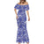 Blue Palaka Japanese Patterns Mermaid Dress Koi Fish Asanoha Sakura Patchwork Stylized - Polynesian Pride