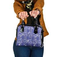 Blue Palaka Japanese Patterns Shoulder Handbag Koi Fish Asanoha Sakura Patchwork Stylized - Polynesian Pride