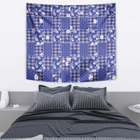 Blue Palaka Japanese Patterns Tapestry Koi Fish Asanoha Sakura Patchwork Stylized - Polynesian Pride