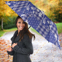 Blue Palaka Japanese Patterns Umbrella Koi Fish Asanoha Sakura Patchwork Stylized - Polynesian Pride