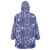 Blue Palaka Japanese Patterns Wearable Blanket Hoodie Koi Fish Asanoha Sakura Patchwork Stylized - Polynesian Pride