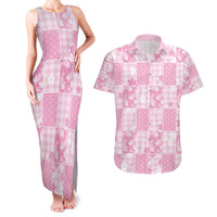 Pink Palaka Japanese Patterns Couples Matching Tank Maxi Dress and Hawaiian Shirt Koi Fish Asanoha Sakura Patchwork Stylized LT14 Pink - Polynesian Pride