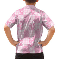 Pink Palaka Japanese Patterns Family Matching Long Sleeve Bodycon Dress and Hawaiian Shirt Koi Fish Asanoha Sakura Patchwork Stylized LT14 - Polynesian Pride