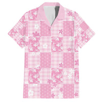 Pink Palaka Japanese Patterns Family Matching Off Shoulder Maxi Dress and Hawaiian Shirt Koi Fish Asanoha Sakura Patchwork Stylized - Polynesian Pride