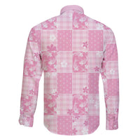 Pink Palaka Japanese Patterns Family Matching Off Shoulder Short Dress and Hawaiian Shirt Koi Fish Asanoha Sakura Patchwork Stylized - Polynesian Pride