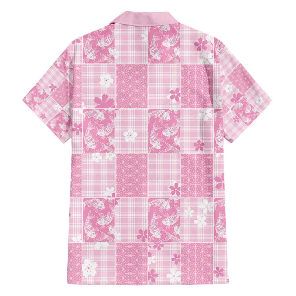 Pink Palaka Japanese Patterns Family Matching Tank Maxi Dress and Hawaiian Shirt Koi Fish Asanoha Sakura Patchwork Stylized - Polynesian Pride