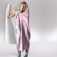 Pink Palaka Japanese Patterns Hooded Blanket Koi Fish Asanoha Sakura Patchwork Stylized - Polynesian Pride