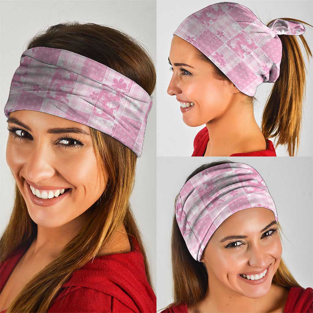 Pink Palaka Japanese Patterns Neck Gaiter Koi Fish Asanoha Sakura Patchwork Stylized - Polynesian Pride