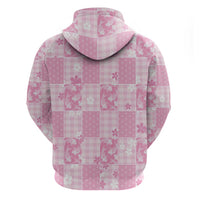 Pink Palaka Japanese Patterns Zip Hoodie Koi Fish Asanoha Sakura Patchwork Stylized LT14 - Polynesian Pride