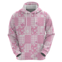 Pink Palaka Japanese Patterns Zip Hoodie Koi Fish Asanoha Sakura Patchwork Stylized LT14 - Polynesian Pride