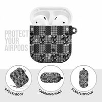 Black Palaka Japanese Patterns AirPods Case Koi Fish Asanoha Sakura Patchwork Stylized - Polynesian Pride