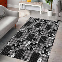 Black Palaka Japanese Patterns Area Rug Koi Fish Asanoha Sakura Patchwork Stylized LT14 - Polynesian Pride
