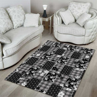 Black Palaka Japanese Patterns Area Rug Koi Fish Asanoha Sakura Patchwork Stylized LT14 - Polynesian Pride