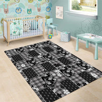 Black Palaka Japanese Patterns Area Rug Koi Fish Asanoha Sakura Patchwork Stylized LT14 - Polynesian Pride