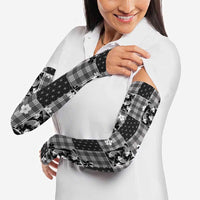 Black Palaka Japanese Patterns Arm Sleeves Koi Fish Asanoha Sakura Patchwork Stylized - Polynesian Pride