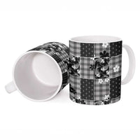 Black Palaka Japanese Patterns Ceramic Mug Koi Fish Asanoha Sakura Patchwork Stylized - Polynesian Pride