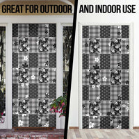 Black Palaka Japanese Patterns Door Cover Koi Fish Asanoha Sakura Patchwork Stylized - Polynesian Pride
